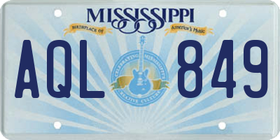 MS license plate AQL849