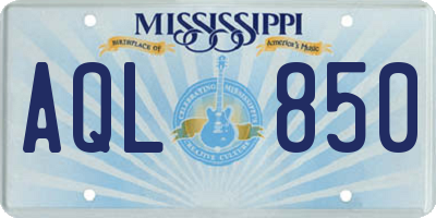 MS license plate AQL850