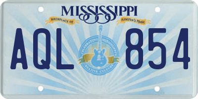 MS license plate AQL854