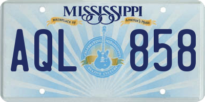 MS license plate AQL858