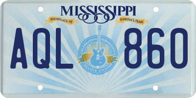 MS license plate AQL860
