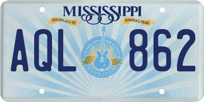 MS license plate AQL862