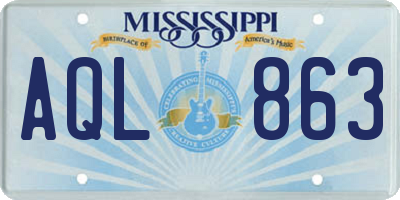 MS license plate AQL863