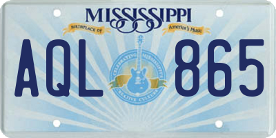MS license plate AQL865