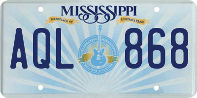 MS license plate AQL868