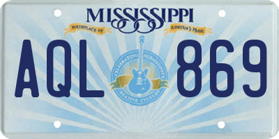 MS license plate AQL869