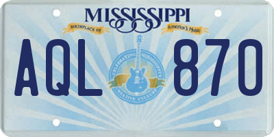 MS license plate AQL870