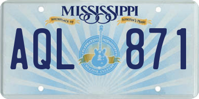 MS license plate AQL871