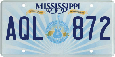 MS license plate AQL872