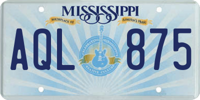 MS license plate AQL875