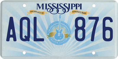 MS license plate AQL876