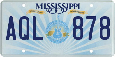MS license plate AQL878