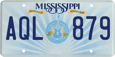 MS license plate AQL879