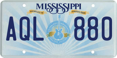 MS license plate AQL880