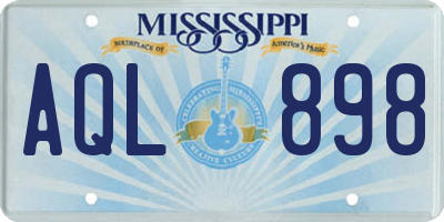 MS license plate AQL898