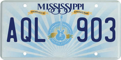 MS license plate AQL903