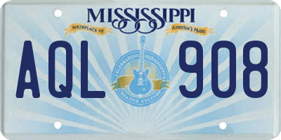 MS license plate AQL908
