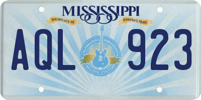MS license plate AQL923