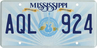 MS license plate AQL924