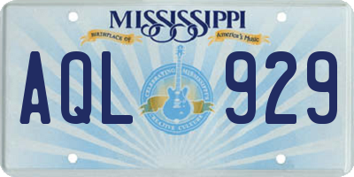 MS license plate AQL929