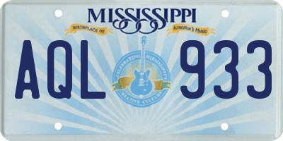 MS license plate AQL933