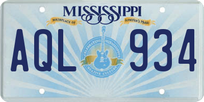 MS license plate AQL934