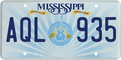 MS license plate AQL935