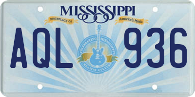 MS license plate AQL936