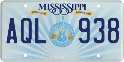 MS license plate AQL938