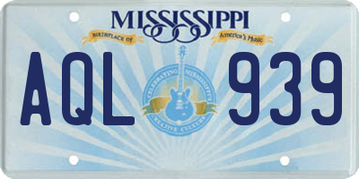MS license plate AQL939