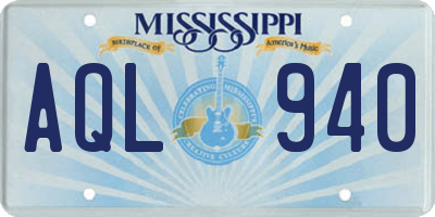MS license plate AQL940