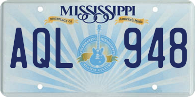 MS license plate AQL948