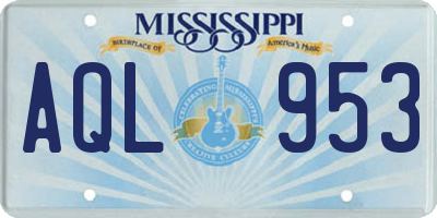 MS license plate AQL953