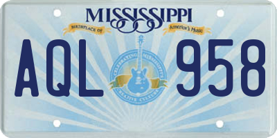 MS license plate AQL958