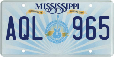 MS license plate AQL965