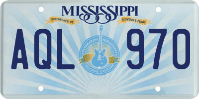 MS license plate AQL970
