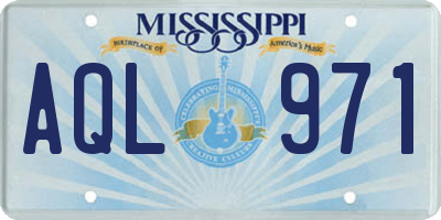 MS license plate AQL971