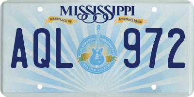 MS license plate AQL972