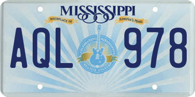 MS license plate AQL978