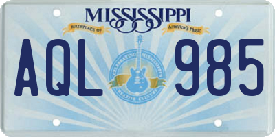 MS license plate AQL985