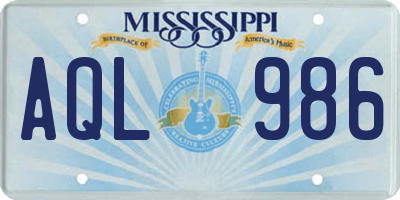 MS license plate AQL986