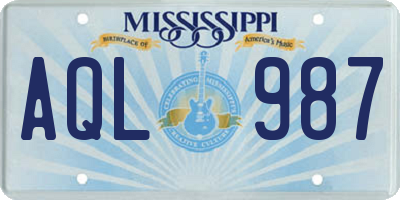 MS license plate AQL987