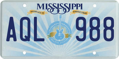 MS license plate AQL988