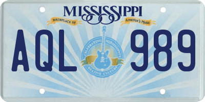 MS license plate AQL989