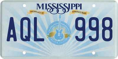 MS license plate AQL998