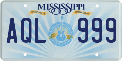 MS license plate AQL999