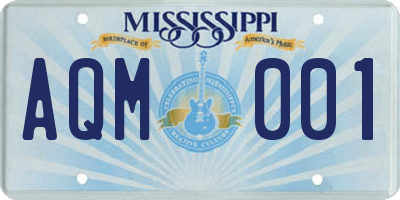 MS license plate AQM001