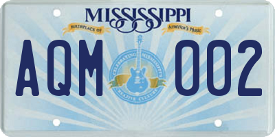 MS license plate AQM002