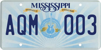 MS license plate AQM003