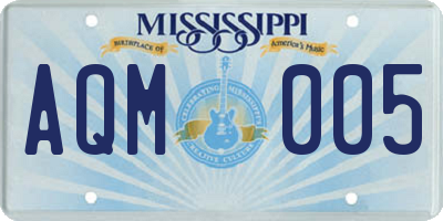 MS license plate AQM005